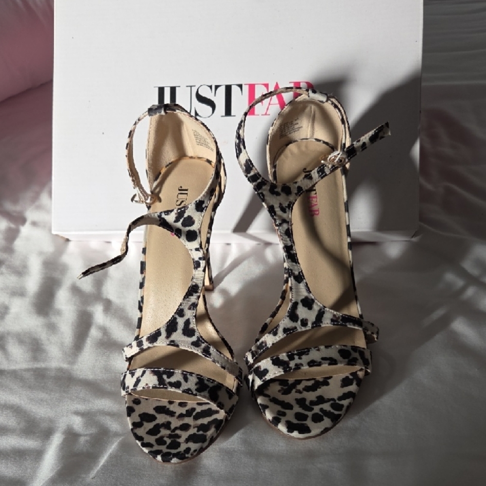 NIB JustFab Black and White Animal Print Heels. Never worn before